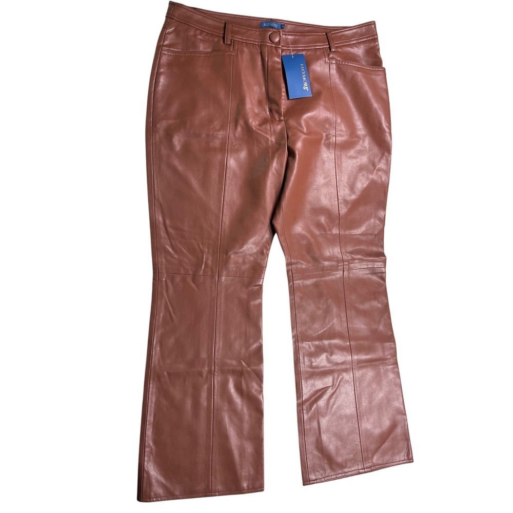 Biltmore NWT Cinnamon Faux Leather Wide Leg Pants Women's Size 14 High Rise